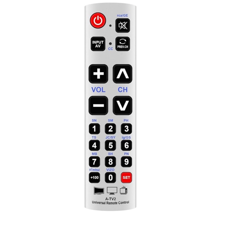 ALLIMITY A-TV2 URC-1234ALB Universal Replacement Remote with Large Buttons